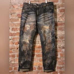 NWT CRYSP DENIM DISTRESSED STRAIGHT ACID MULTI COLORED STRETCH JEANS 36x34